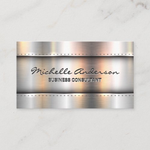 Metallic Background and Metal Rivets Background Business Card