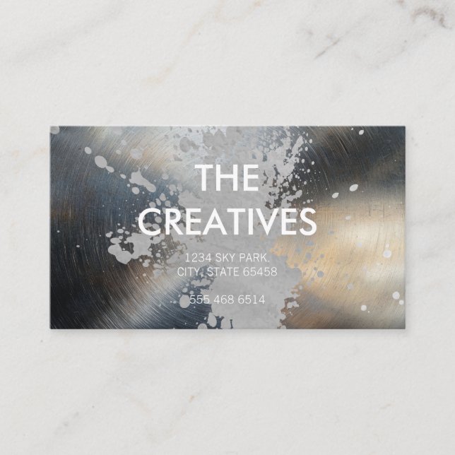 Metallic Background | Brushed Expressive Artistic Business Card (Front)