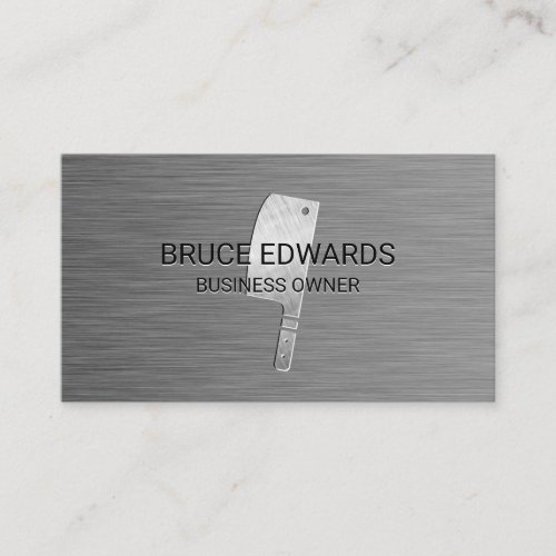 Metallic Background Butchers Knife Business Card