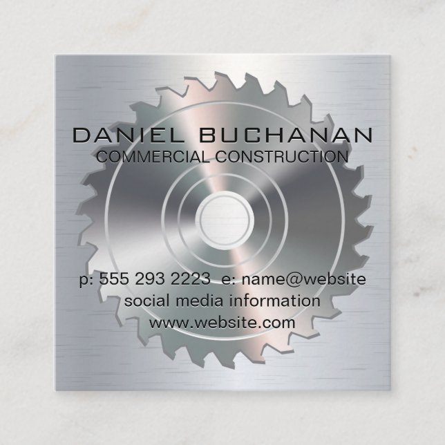 Metallic Background | Circular Saw Business Card (Front)
