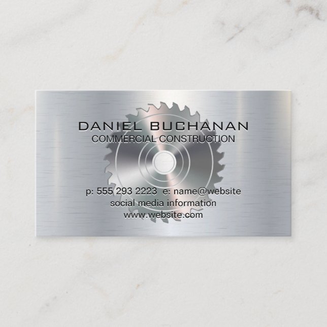 Metallic Background | Circular Saw Business Card (Front)