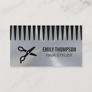 Metallic Background   Comb Shears Stylist Business Card