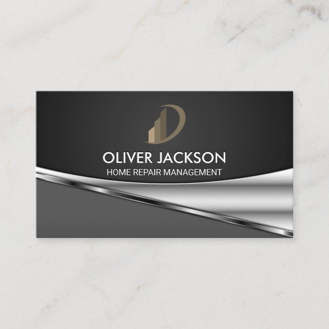 Metallic Background | Corporate Logo Business Card (Front)