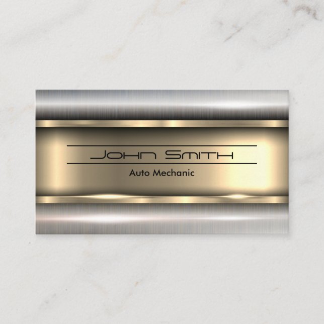 Metallic Background | Gold Silver Business Card (Front)