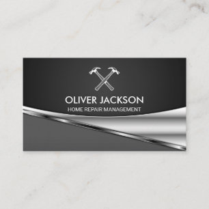 Metallic Background Hammer Tools Business Card