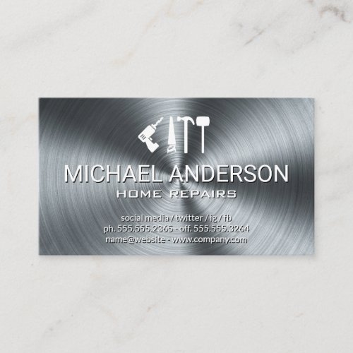 Metallic Background  Hardware Tools  Handyman Business Card