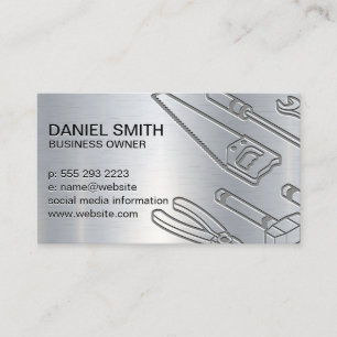 Metallic Background   Industrial Tools Business Card