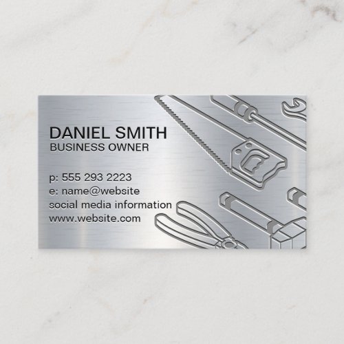 Metallic Background  Industrial Tools Business Card