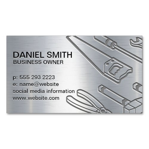 Metallic Background  Industrial Tools Business Card Magnet