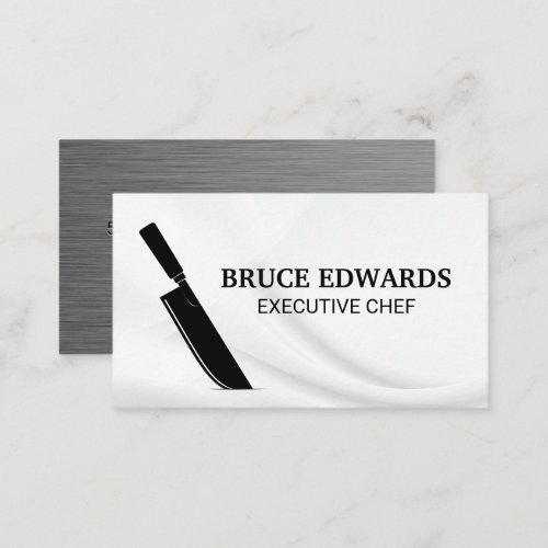 Metallic Background Knife  Chef Business Card