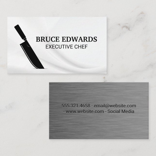 Metallic Background Knife | Chef Business Card (Front/Back)