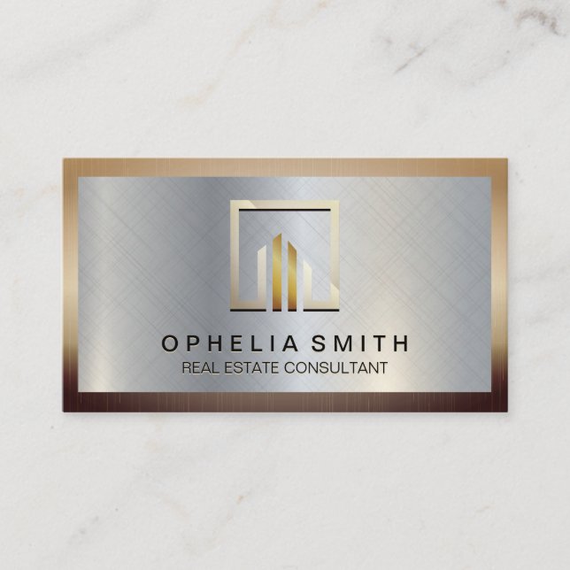 Metallic Background | Metal Border Business Card (Front)