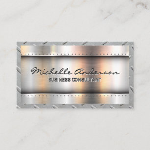 Metallic Background   Metal Rivets   Steel Border Business Card