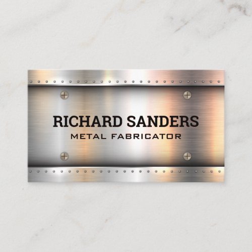 Metallic Background Rivets and Screws  Industrial Business Card