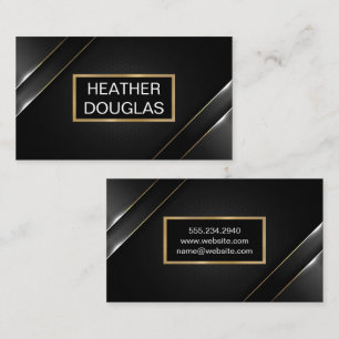Metallic Banner   Black Background Business Card