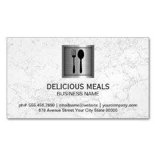 Metallic Banner   Elegant Marble Business Card Magnet