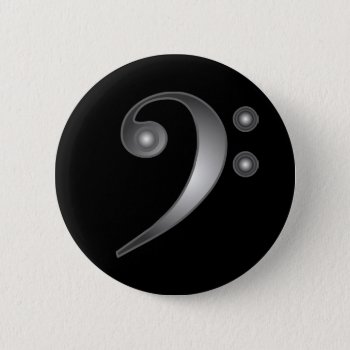 Metallic Bass Clef Button by chmayer at Zazzle