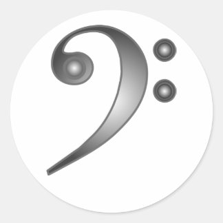 Metallic Bass Clef Classic Round Sticker