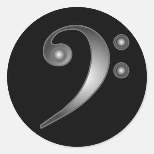 Metallic Bass Clef Classic Round Sticker