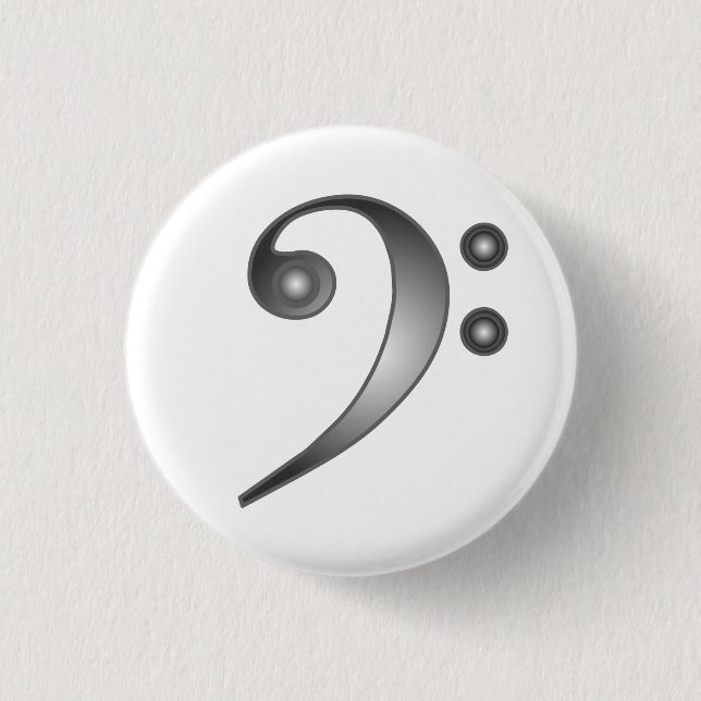 Metallic Bass Clef Pinback Button (Front)
