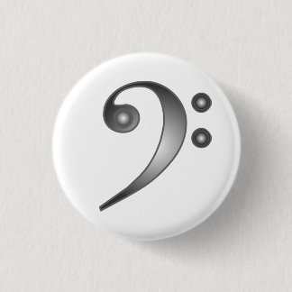 Metallic Bass Clef Pinback Button