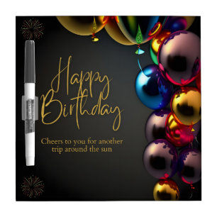 Metallic Birthday Cheers Dry Erase Board