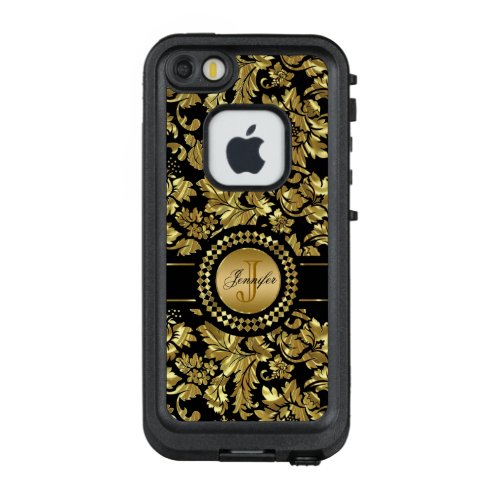 Metallic Black And Gold Damasks LifeProof FRĒ iPhone SE55s Case