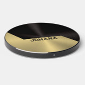 Metallic black and gold split screen design wireless charger  (Front 2)