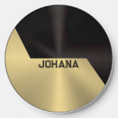 Metallic black and gold split screen design wireless charger  (Front)