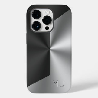 Metallic Black and gray split screen monogram Case-Mate iPhone 14 Pro Case