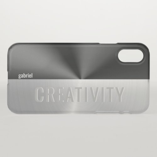 Metallic black and silver split screen_Creativity iPhone XS Case