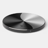 Metallic black and silver split screen design wireless charger  (Front 2)