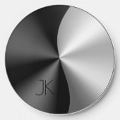 Metallic black and silver split screen design wireless charger  (Front)