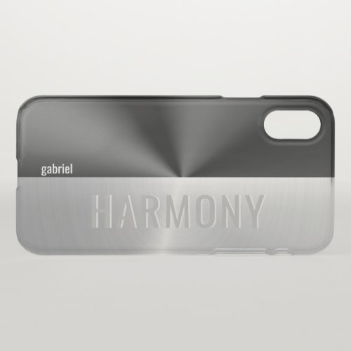 Metallic black and silver split screen_Harmony iPhone XS Case