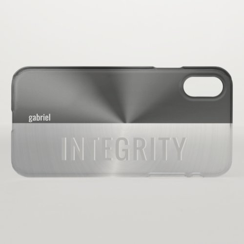 Metallic black and silver split screen_ Integrity iPhone X Case