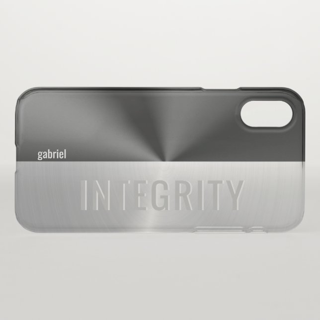 Metallic black and silver split screen- Integrity Uncommon iPhone Case (Back (Horizontal))