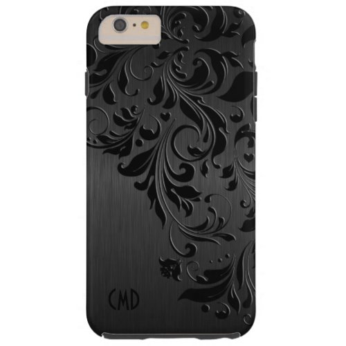 Metallic Black  Black Lace Tough iPhone 6 Plus Case