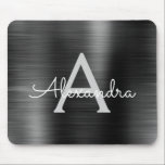 Metallic Black Business Foil Monogram Name Mouse Pad<br><div class="desc">Black Faux Brushed Metal Metallic Stainless Steel Monogram Name Monogram Mousepad. This monogrammed Mousepad can be customized to include your first name and initial and is perfect for school or the office and makes a great Christmas or Birthday Gift.</div>