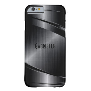 Metallic Black Design Brushed Aluminum Look Barely There iPhone 6 Case