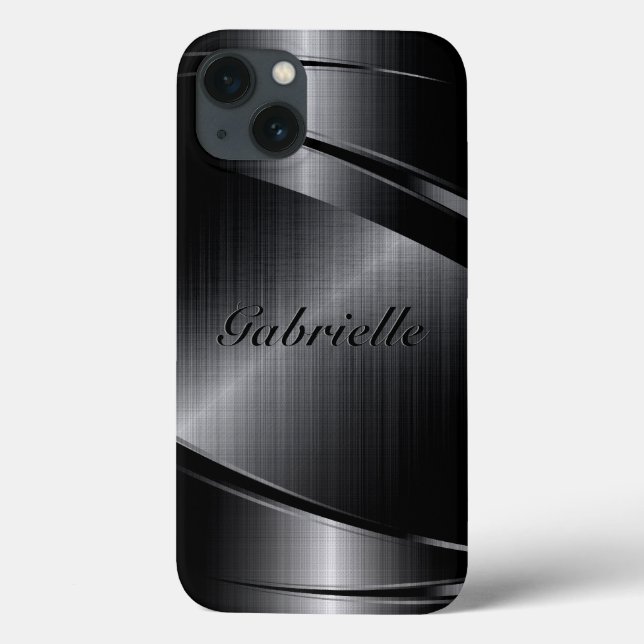 Metallic Black Design Brushed Aluminum Look Case-Mate iPhone Case (Back)