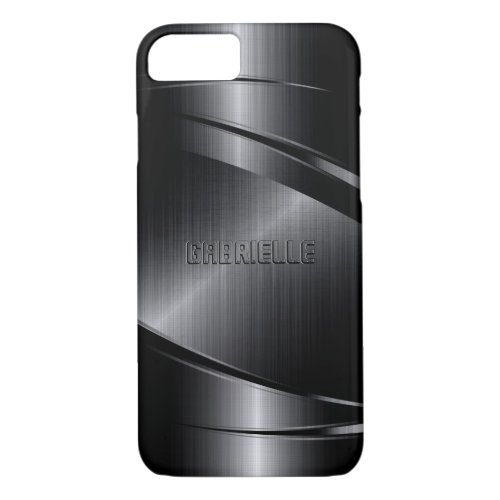 Metallic Black Design Brushed Aluminum Look iPhone 87 Case