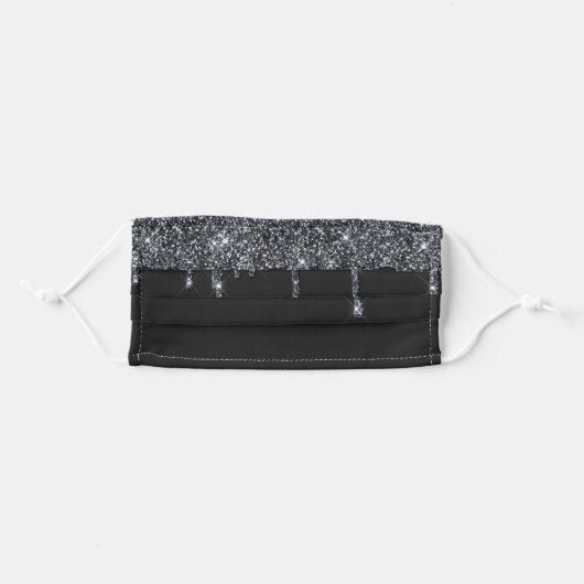 Metallic Black Dripping Glitter Cloth Face Mask (Front, Folded)