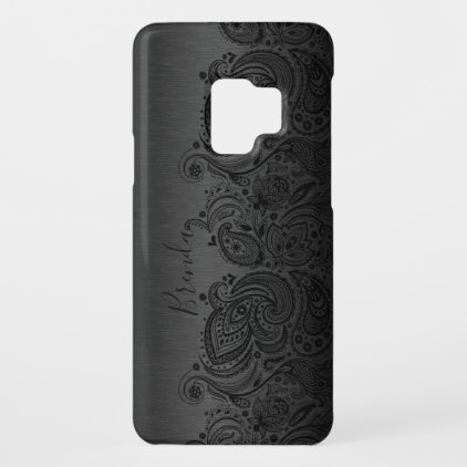 Metallic Black &amp; Elegant Black Paisley Lace Case-Mate Samsung Galaxy S9 Case