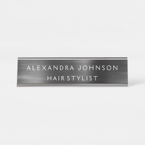 Metallic Black Foil Modern Professional Business Desk Name Plate