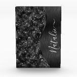 Metallic Black Glitter Personalized Acrylic Award<br><div class="desc">Easily personalize this black brushed metal and glamorous faux glitter patterned acrylic award with your own custom name.</div>