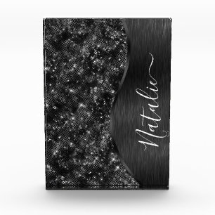 Metallic Black Glitter Personalized Acrylic Award
