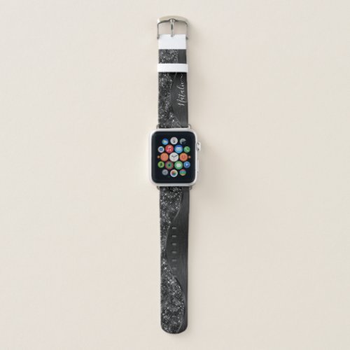 Metallic Black Glitter Personalized Apple Watch Band