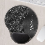 Metallic Black Glitter Personalized Gel Mouse Pad<br><div class="desc">Easily personalize this black brushed metal and glamorous faux glitter patterned gel mouse pad with your own custom name.</div>