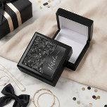 Metallic Black Glitter Personalized Gift Box<br><div class="desc">Easily personalize this black brushed metal and glamorous faux glitter patterned gift box with your own custom name.</div>
