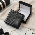 Metallic Black Glitter Personalized Gift Box<br><div class="desc">Easily personalize this black brushed metal and glamorous faux glitter patterned gift box with your own custom name.</div>
